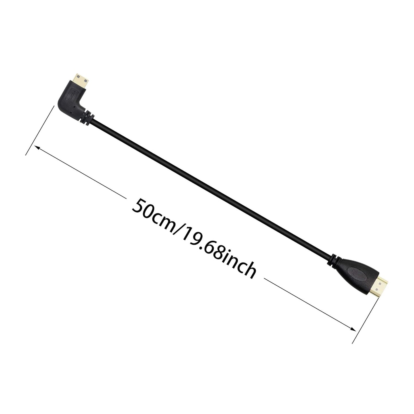 50cm 19.6inch CERRXIAN High Speed Gold Plated Mini HDMI Left Angle Male to HDMI Male Cable (Black) L