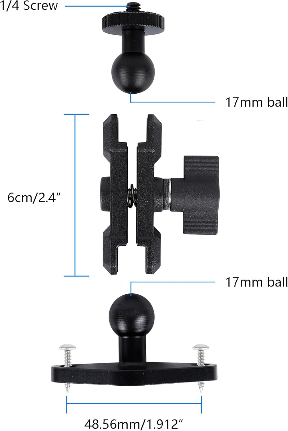 Leenconghui 1/4"-20 360 Aluminum Mount with Drill Plate Base for Monitors, CCTV Cameras, Camcorders, Rotation