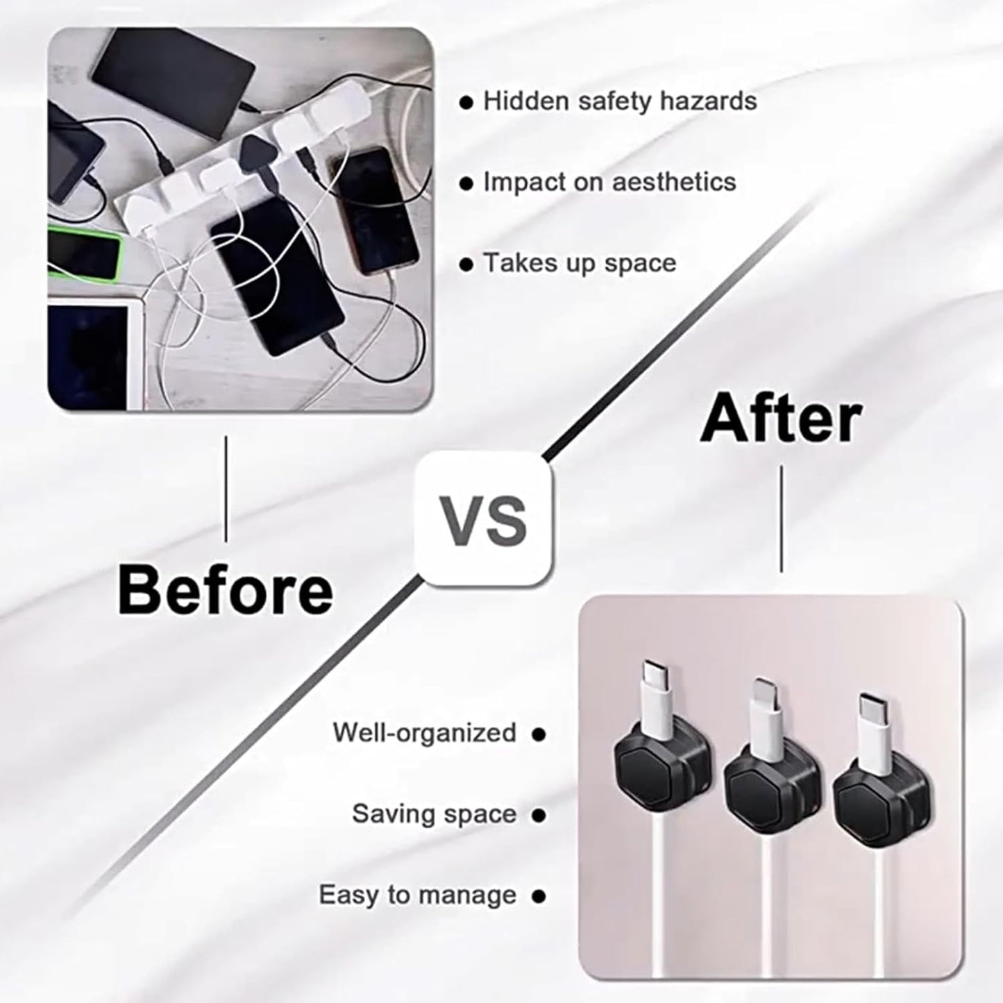 SHYYOULQE Cord Holders for Desk Nightstands and Home Cable Organization Cord Organizers