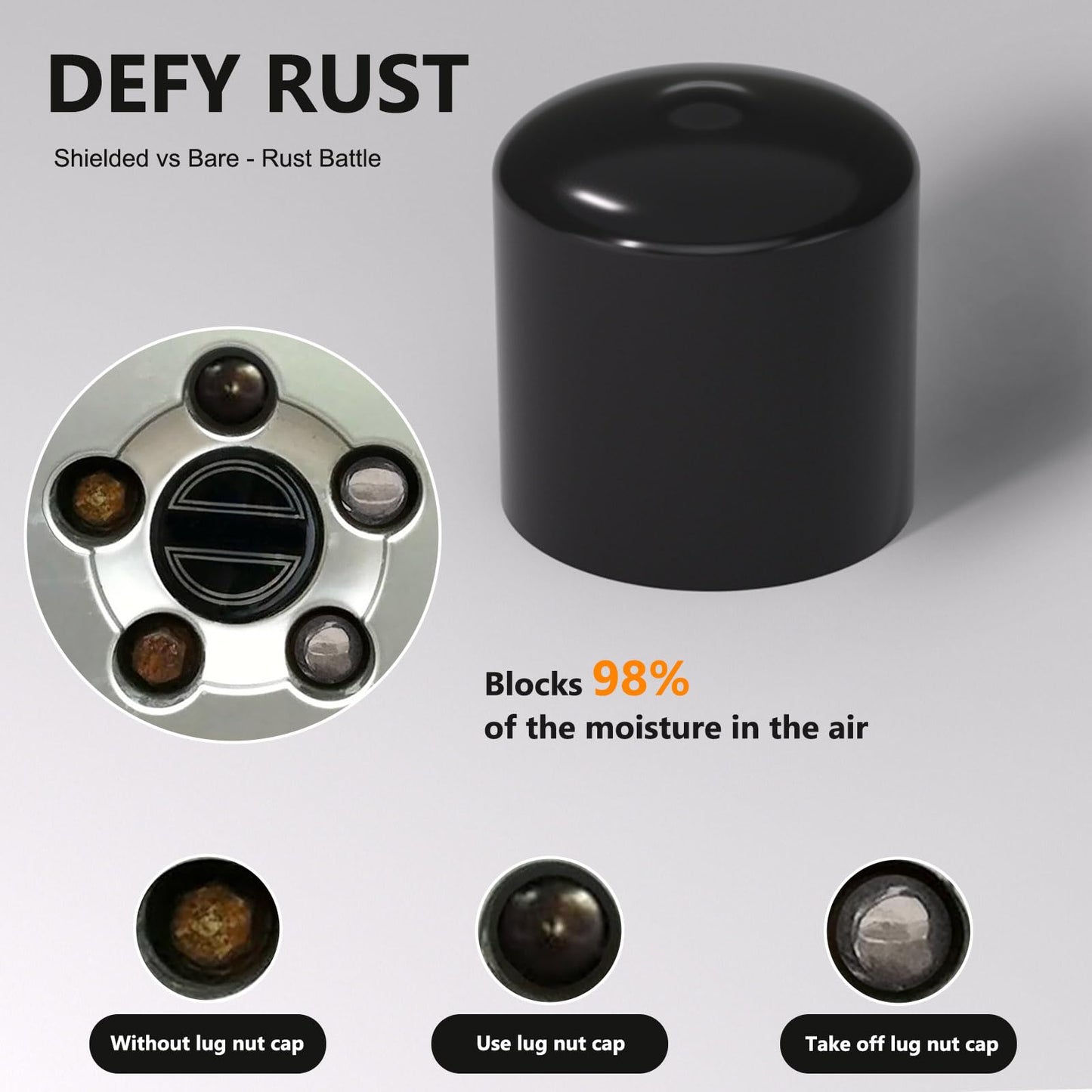 LILJUECE Lug Nut Covers- 24PCS 21-23mm Inner Flexible Fit Anti-Skid Treatment Wheel Lug Nut Cap with Removal Clip and 4 Tire Valve Stem Caps (Black)