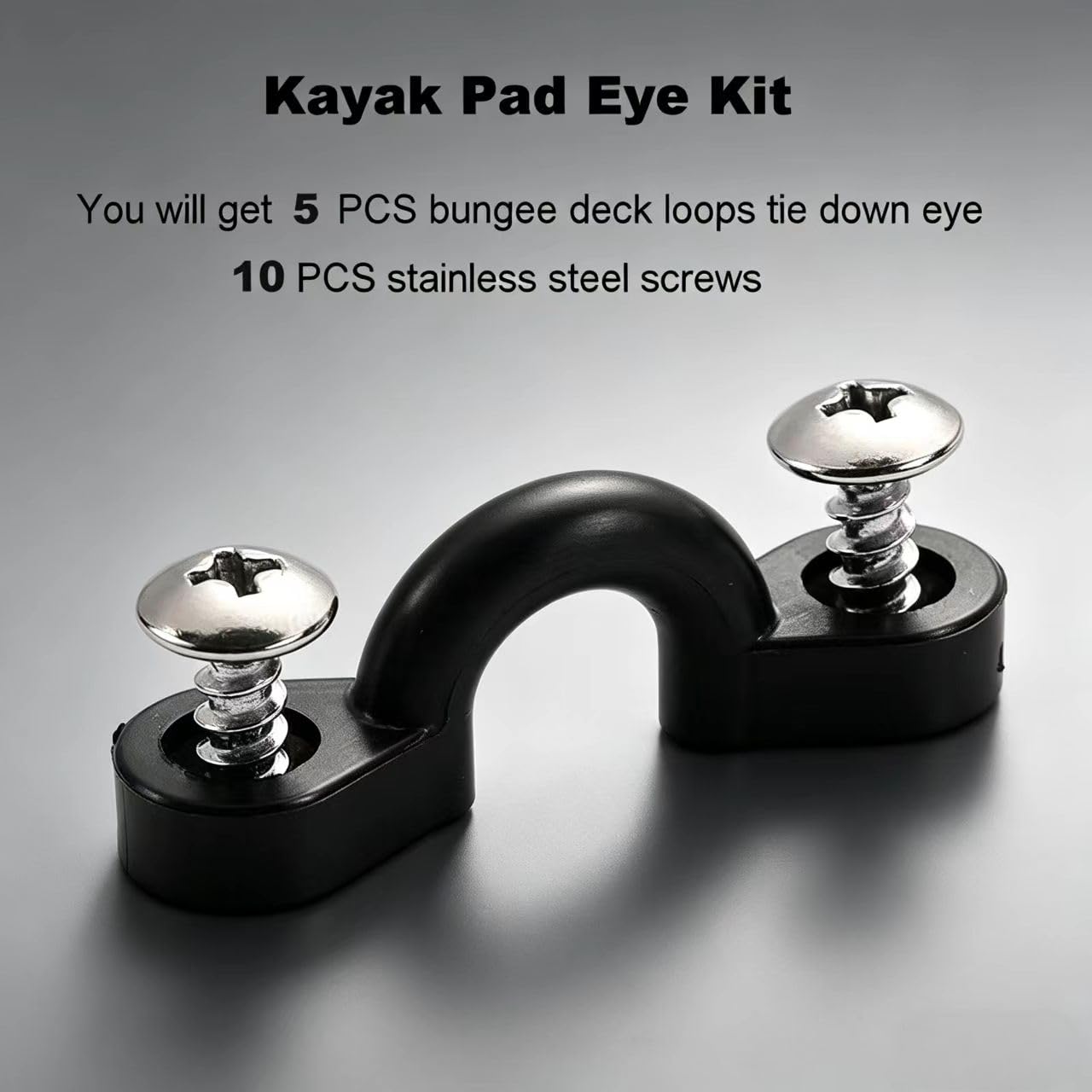 Borogo 2 PCS Kayak Canoe Carry Handle Pull Handle T-Handle with Cord and 5PCS Pad Eyes - 10 PCS Screws Replacement Hardware Parts Kit