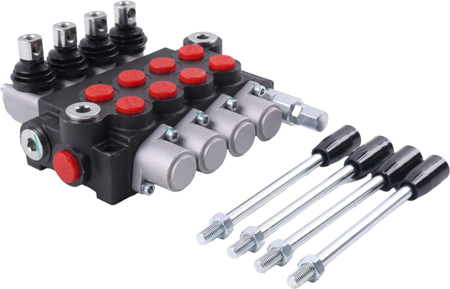 Solarhome 4 Spool Hydraulic Control Valve Open Center Double Acting 13 GPM 3600 PSI SAE Ports Compatible With Tractors Loaders Log Splitters