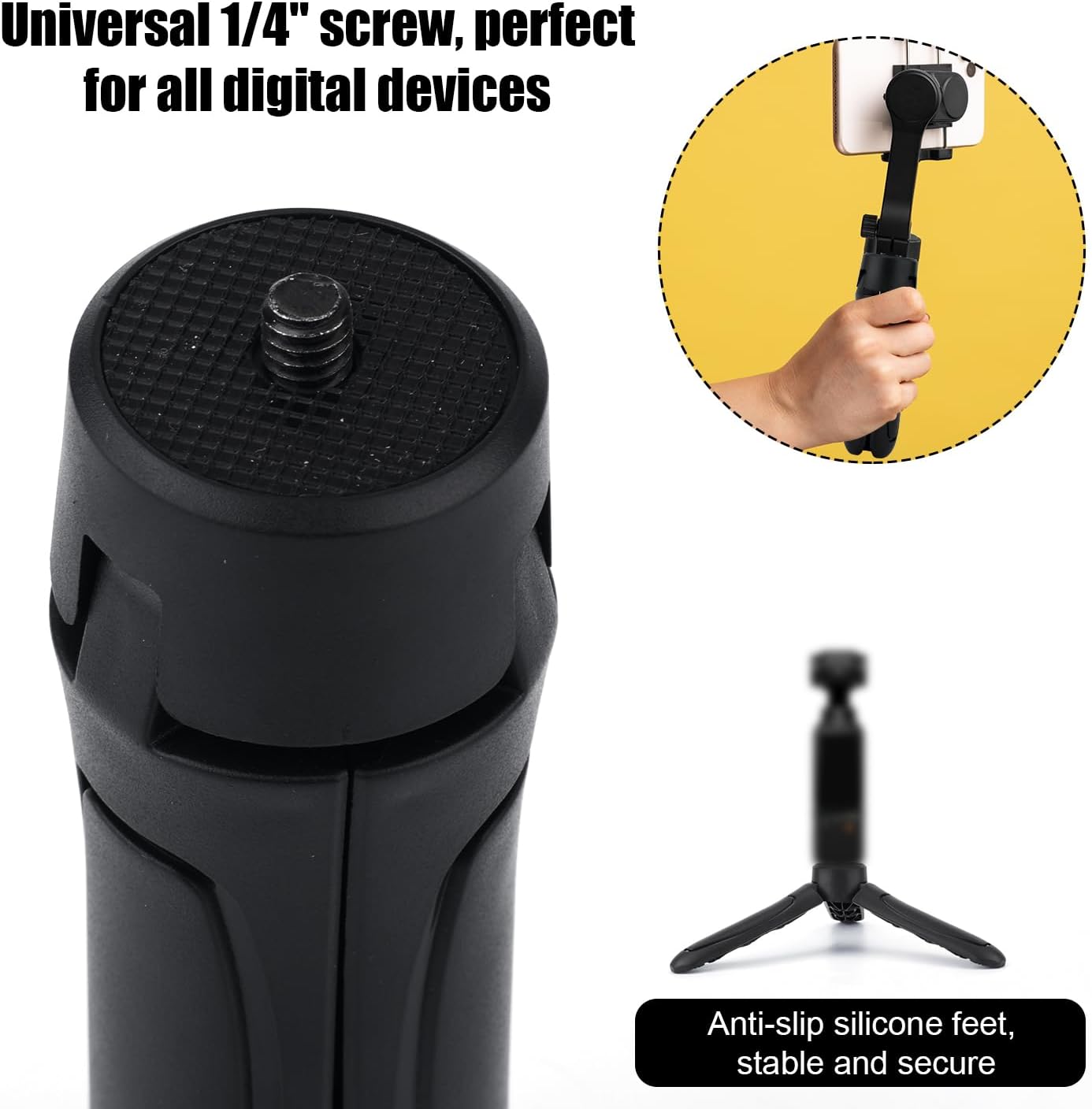 BOXOB 3 2, Mini Tripod Compatible with DJI Osmo Pocket & Black ABS Portable Pocket Stand Tripod Mount Selfie Stick