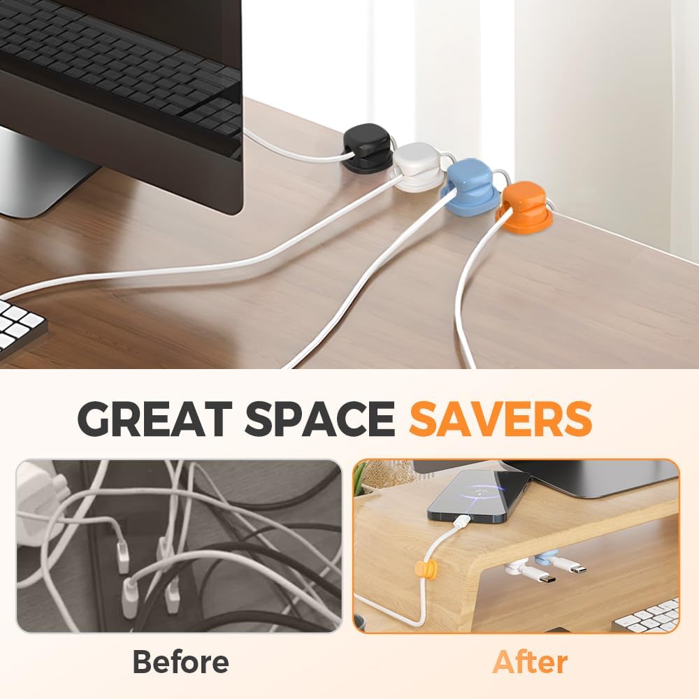 Koujut 2025 3 Pack) Cord Organizer Holder, New Desk Cable Management, Cable Clips Organize Phone Charging Cords Holder