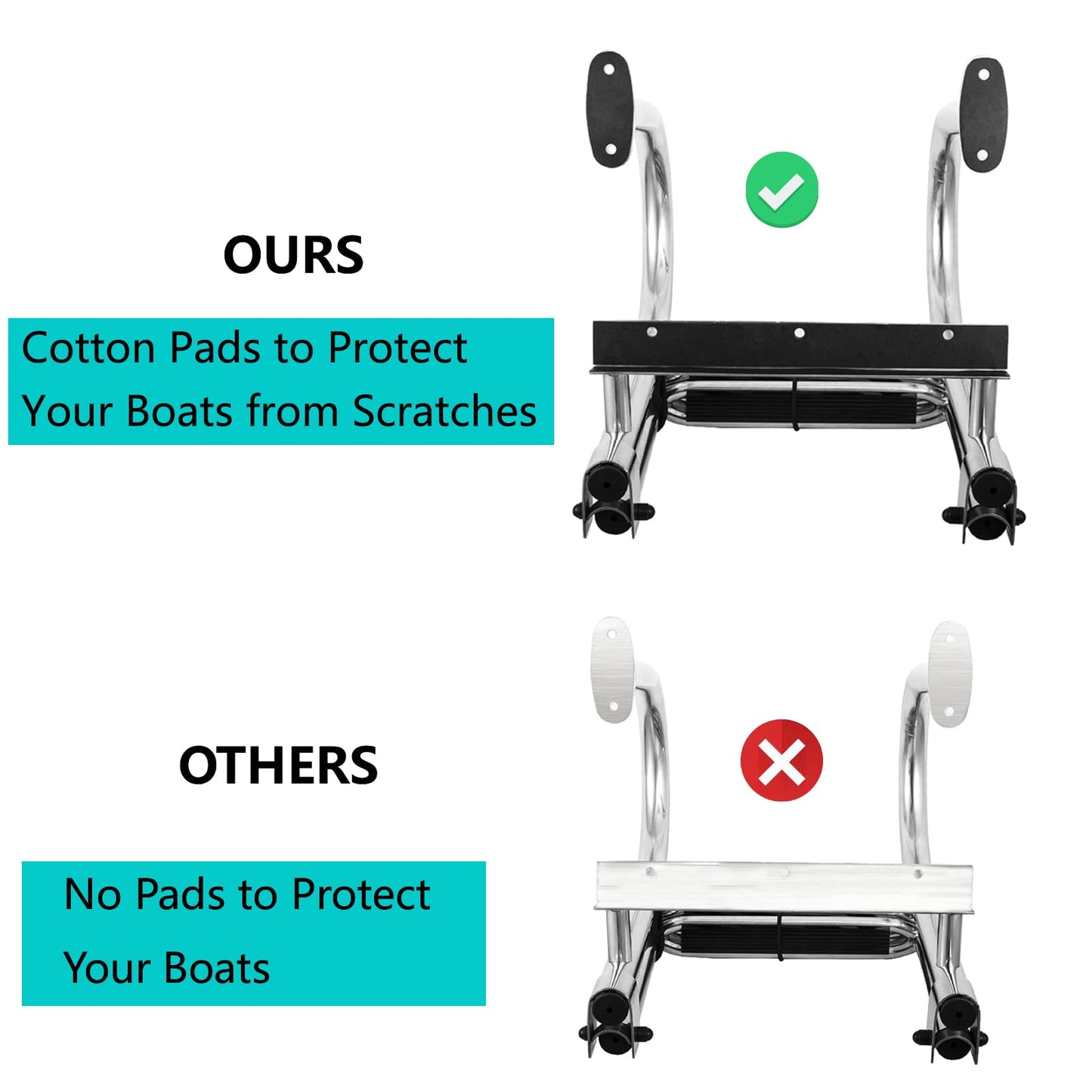 4 Step Pontoon Boat Ladder, Stainless Steel Telescoping Heavy Duty Pontoon Swim Boarding Ladder for Outboards, Yacht, Fishing Boat, Swimming Pool Dock Ladder, with Nonslip Steps ﻿