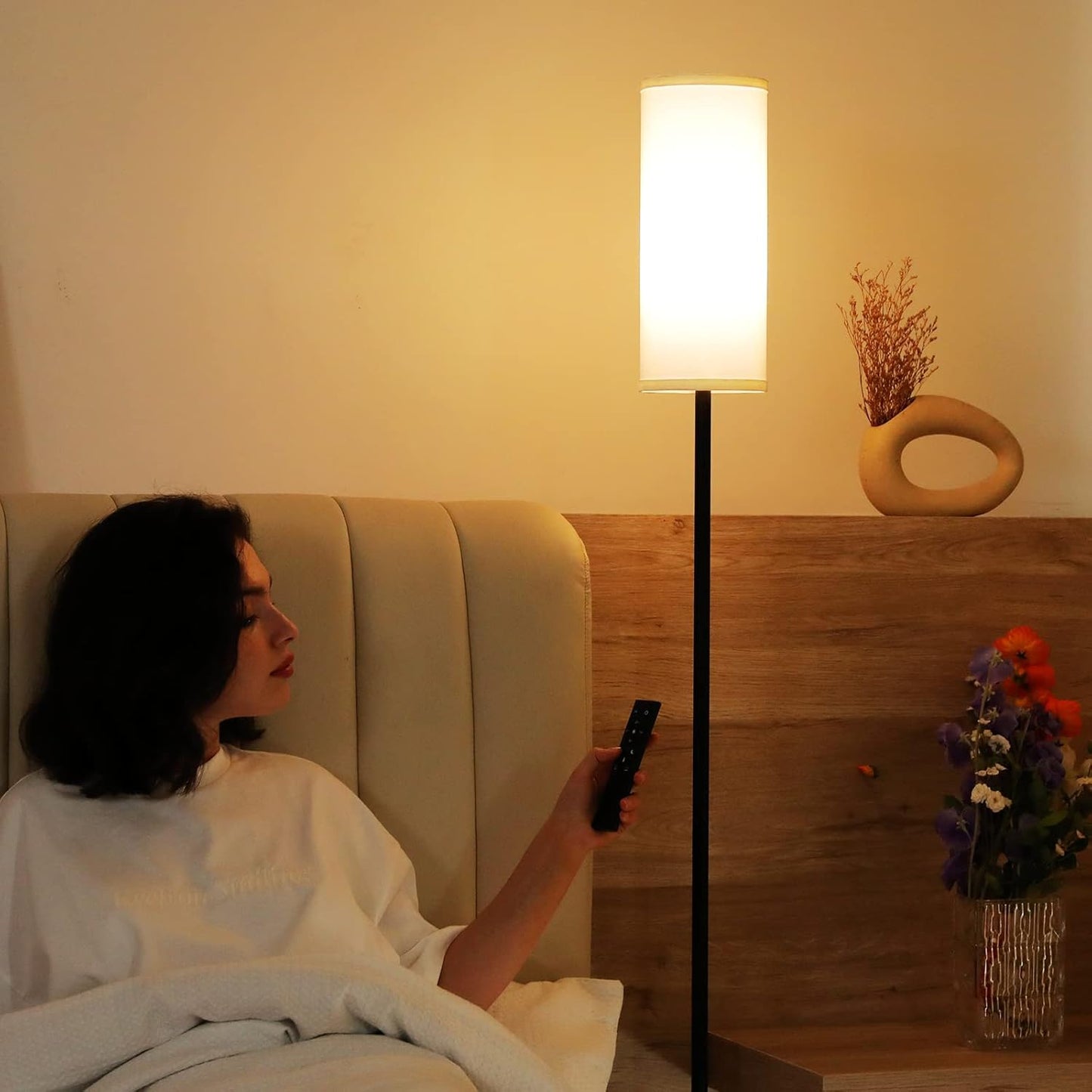 Ambimall Modern Floor Lamp - 64" Adjustable Brightness & Color Temperature with Remote Control | Ideal for Living Room, Bedroom, Office