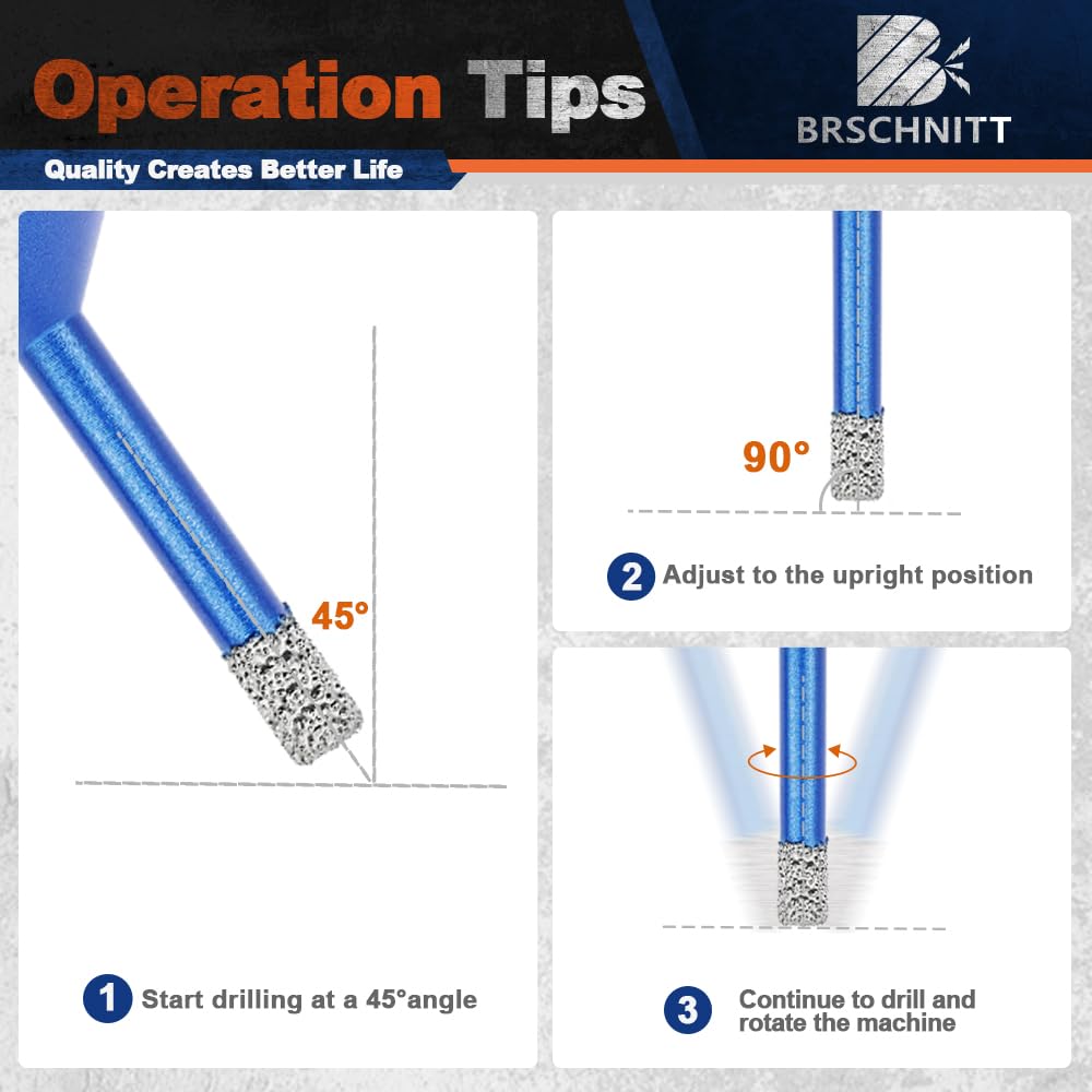 Diamond Core Drill Bit Set - BRSCHNITTTile Hole Saw Kit 1/4" 5/16" 3/8" 4/5" 1-3/8"2" 3" 4 1/2"& 4/5" Finger Bit&2" Chamfer Bit for Porcelain Tile Ceramic Marble Granite&Diamond Blade