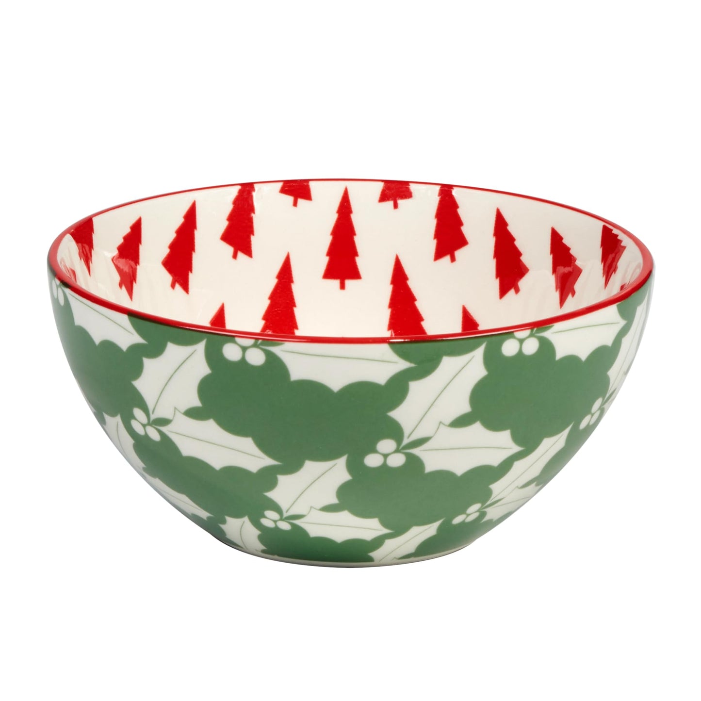 Winter Medley 13 oz All Purpose Bowls – Set of 6 Porcelain Holiday Serving Bowls for Ice Cream, Snacks, or Sides – Festive Assorted Designs for Christmas Entertaining