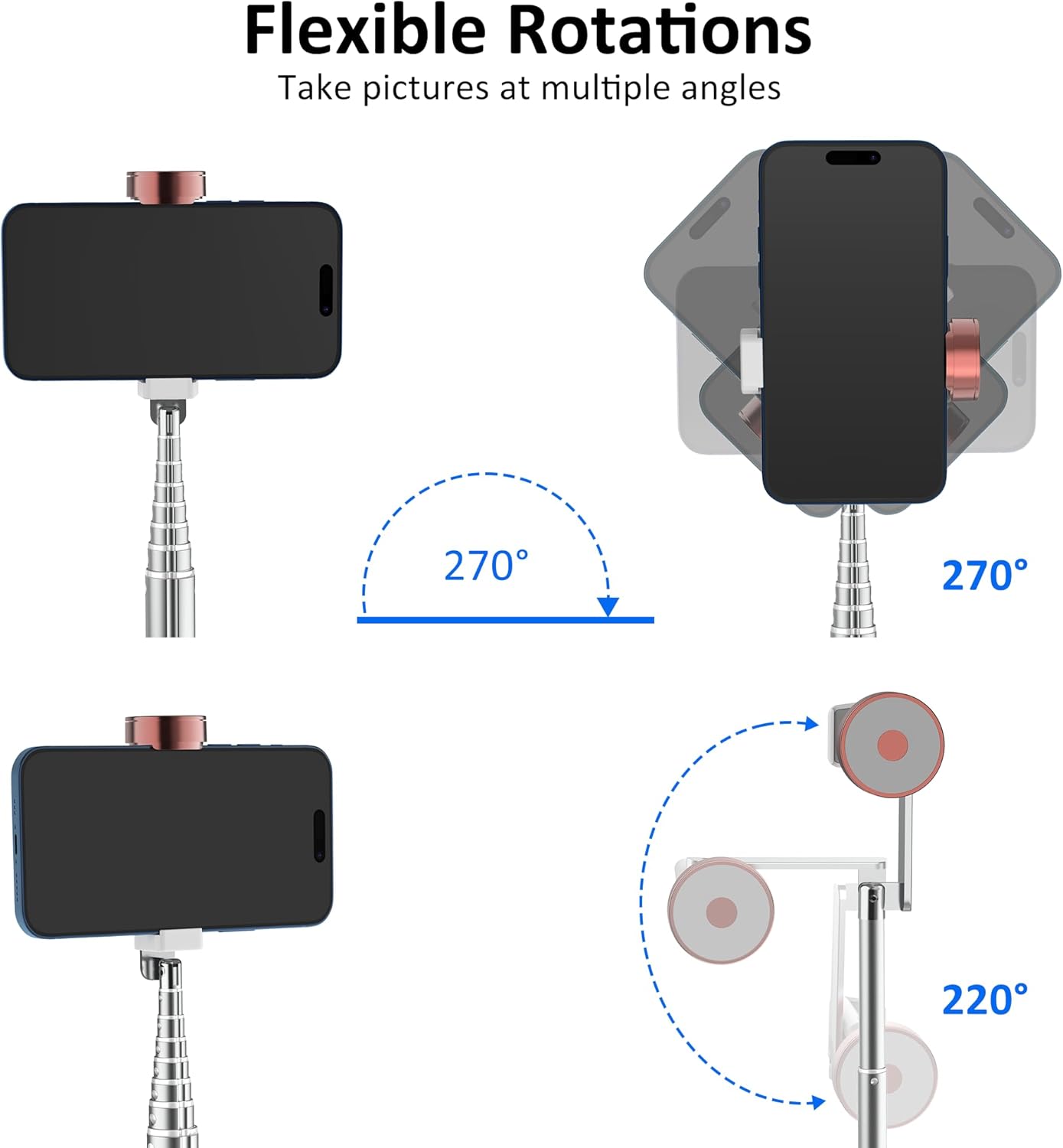 colorlizard 270 CellphoneTripod with Remote, Aluminum Alloy Selfie Stick Tripod, Best Foldable Mini Extendable Tripod