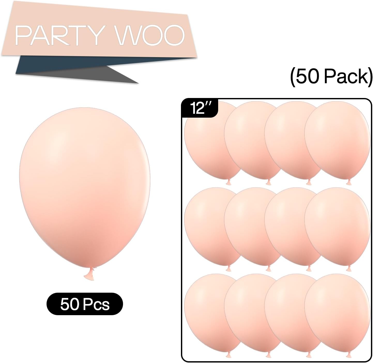 PartyWoo Pastel Orange Balloons - 50 Pcs 12 Inch Latex Helium Balloons for Celebrations & Events