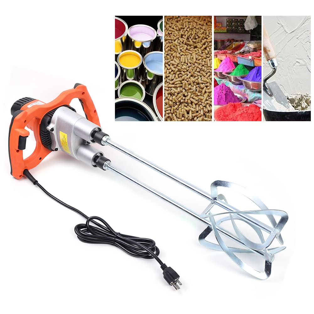 1800W Heavy Duty Electric Cement Mixer - Dual Paddle Stand Mixer with 2-Speed, 110V Portable Mortar & Paint Mixer for Concrete, Stucco, Mud, Commercial & DIY Use