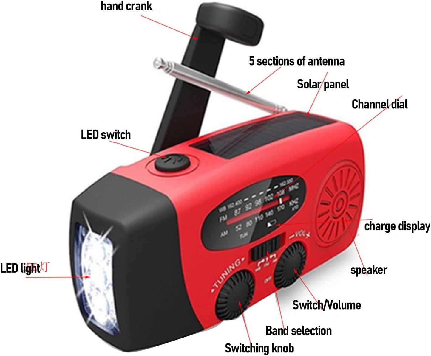 Aoaoy 3 Solar Radio Emergency Hand Crank Portable Power Bank AM/FM NOAA Weather Radio with LED Flashlight Cell Phone