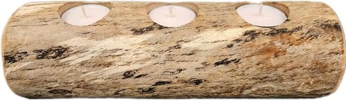 Natural Driftwood Candle Holder - 3-Slot Rustic Tea Light Centerpiece for Home Decor