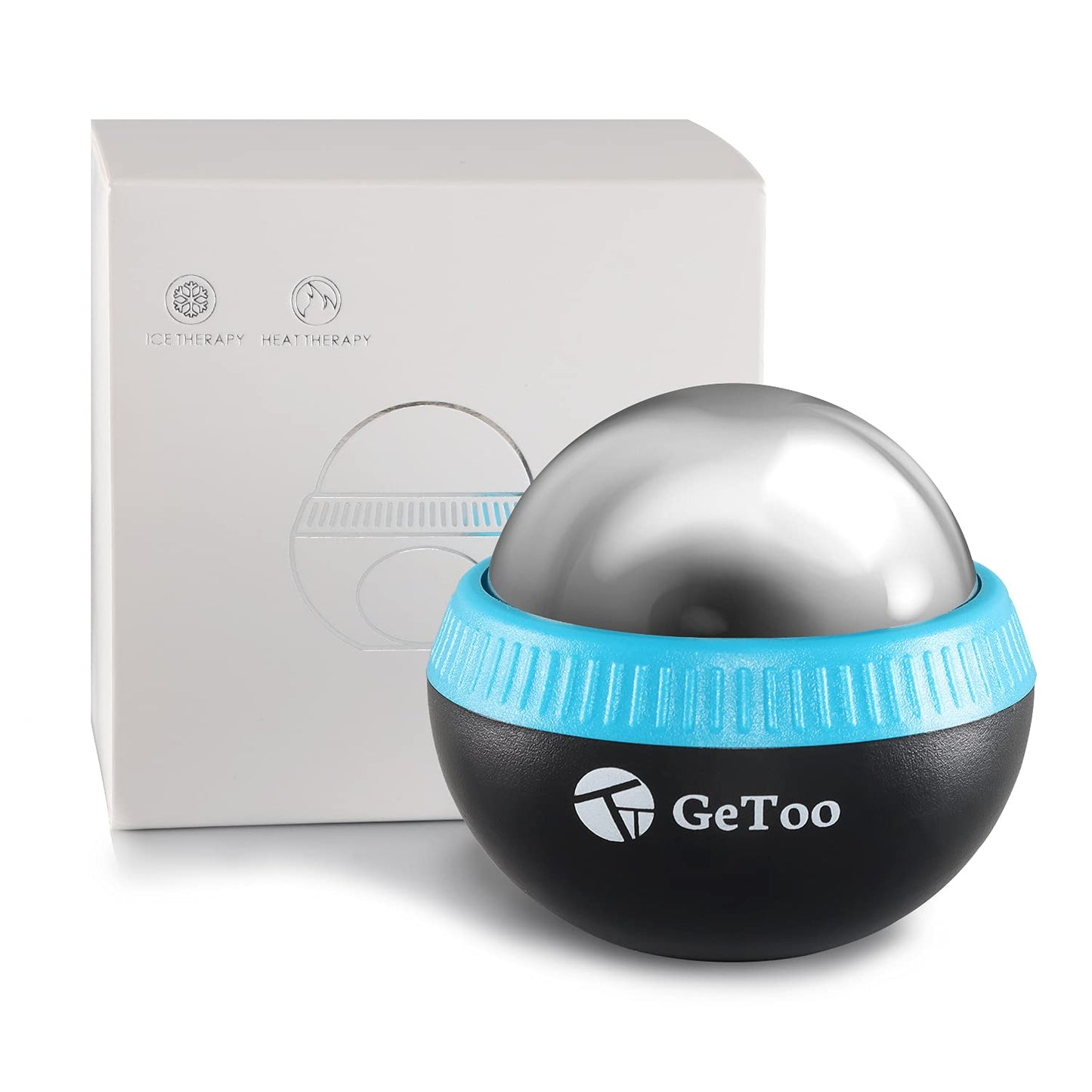 GeToo Cryosphere Cold Massage Roller Ball - 2.8 Inch Ice Massage Ball for Deep Tissue, 6 Hours Cold Therapy, Detachable Rolling Ball, Blue and Black