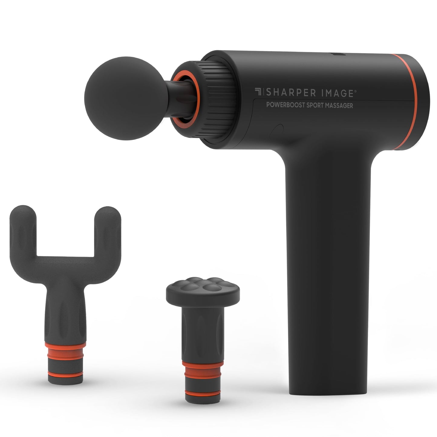 Sharper Image® Powerboost™ Sport Percussion Massager, Lightweight Portable Design with Quiet Drive Technology, Includes 3 Attachments