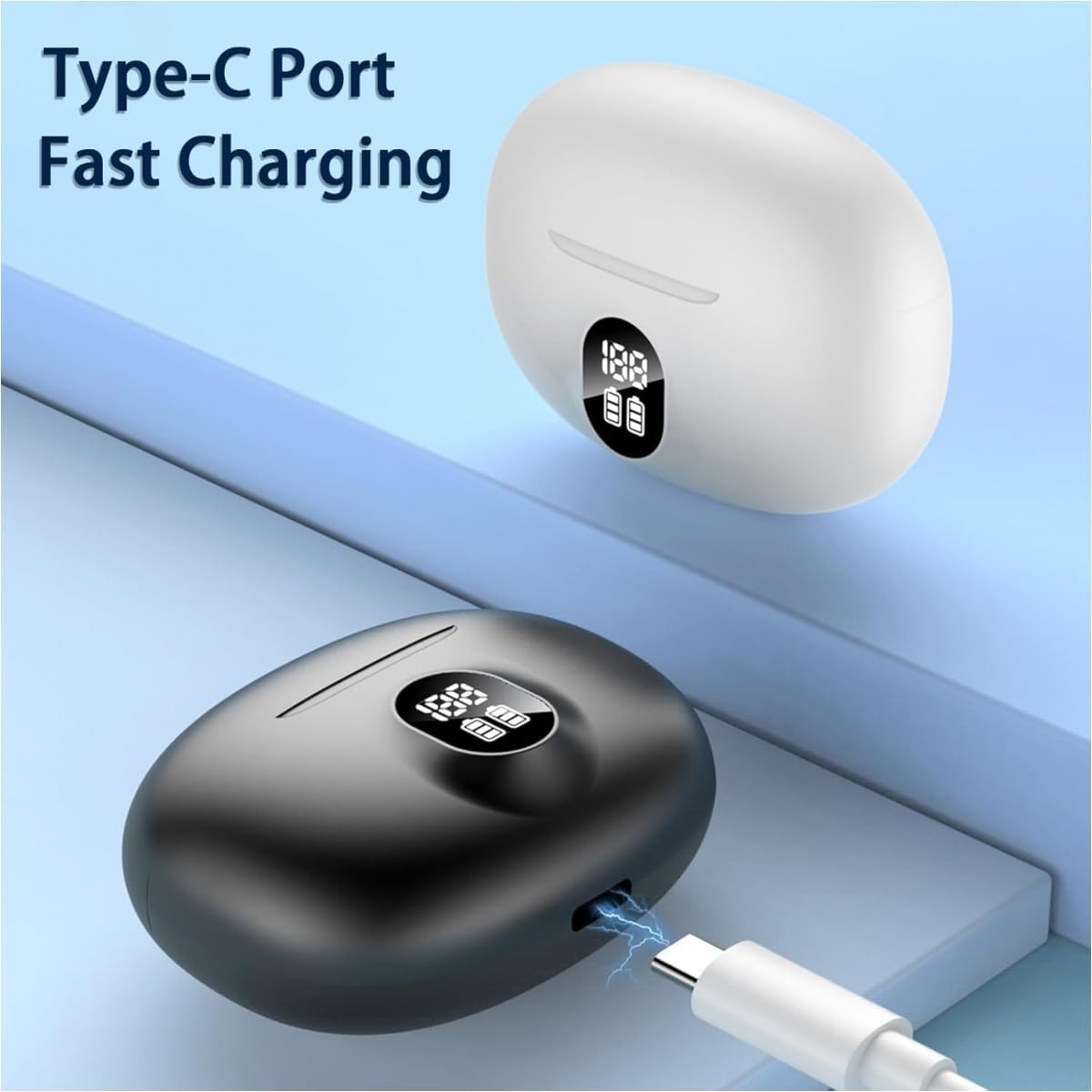 MOYAWSDGN 5.4 120H Playtime,IPX7 Headset Wireless Earbuds, Bluetooth Headphones Ear Buds With Bass Stereo Sound Noise