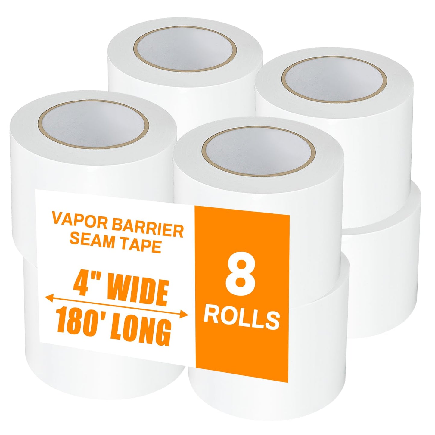 Zhenx 8 Pack, Vapor Barrier Tape, Vapor Barrier Seam Tape, Insulation Tape 4" Wide x 180' Long, PE Seal Tape 9 mm, for Crawlspaces Barriers Seal and Seam Insulation Repairs & Plastic Liners