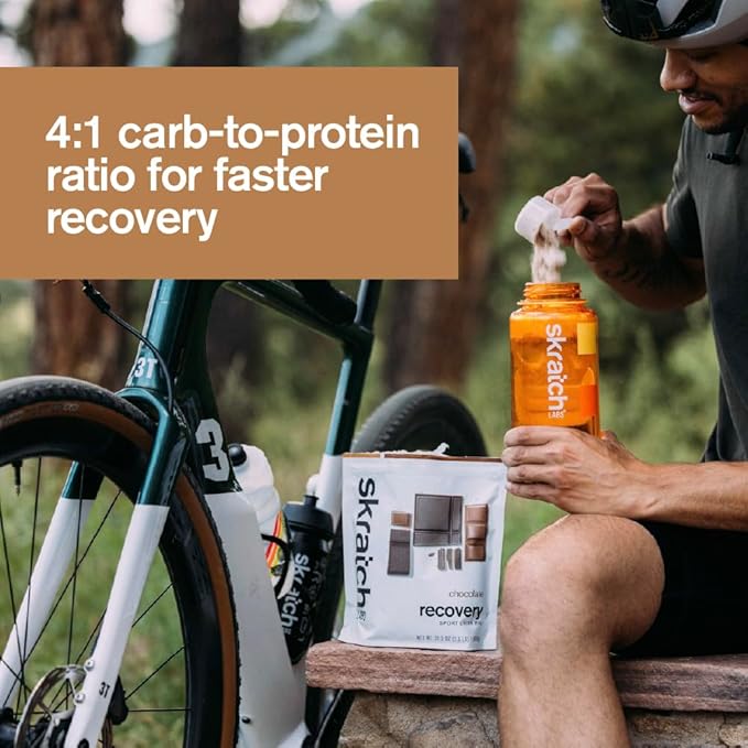 Skratch Labs Post Workout Recovery Drink Mix with Chocolate, (21.2 oz, 12 Servings) with Complete Milk Protein of Casein, Whey, Probiotics, Gluten Free, Kosher, Vegetarian