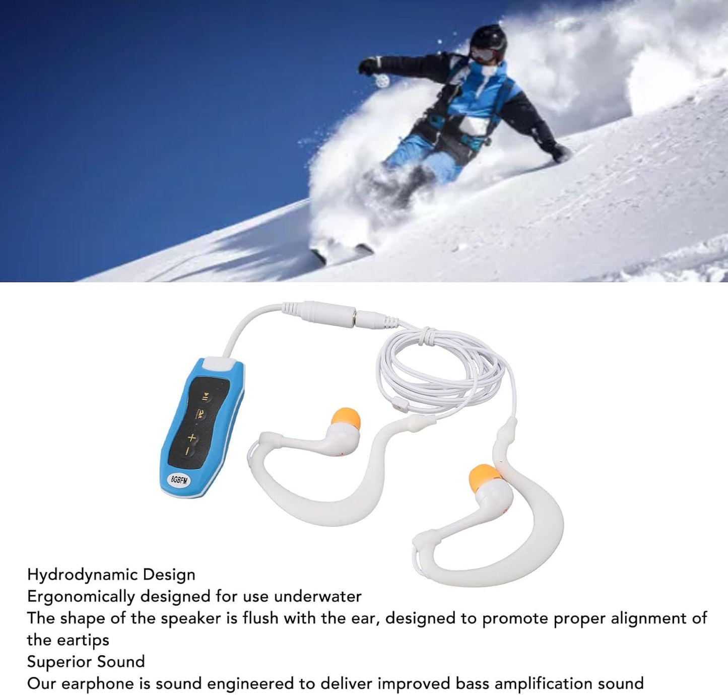 LAISANIM IPX8 MP3 Swimming, 8GB (8GB) Player for Diving, Running - Portable Music Player with Earphone, Hydrodynamic