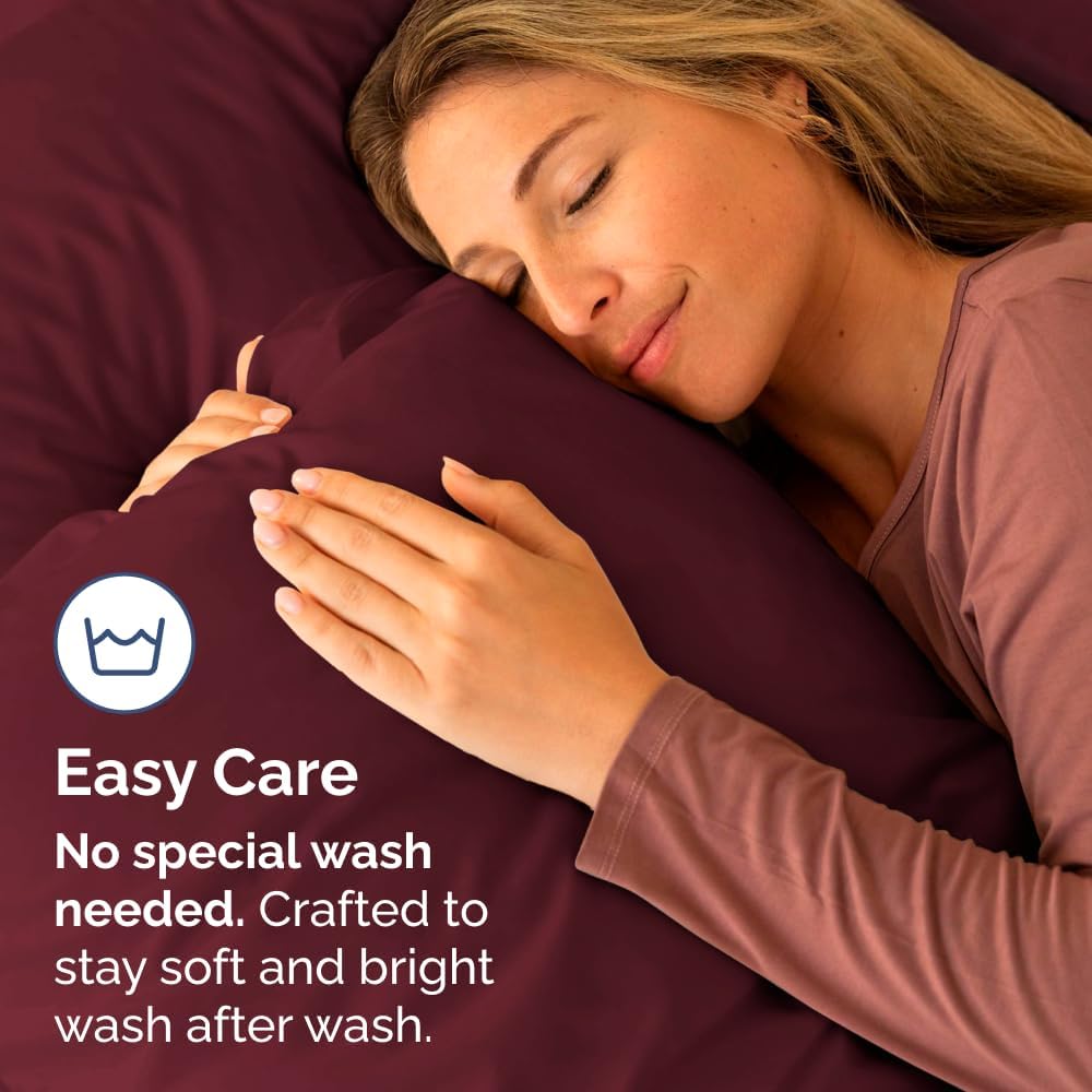 Skiennix Body Pillowcases Set of 4 | Soft 20x54 Long Pillow Covers for Comfortable Sleep - Burgundy