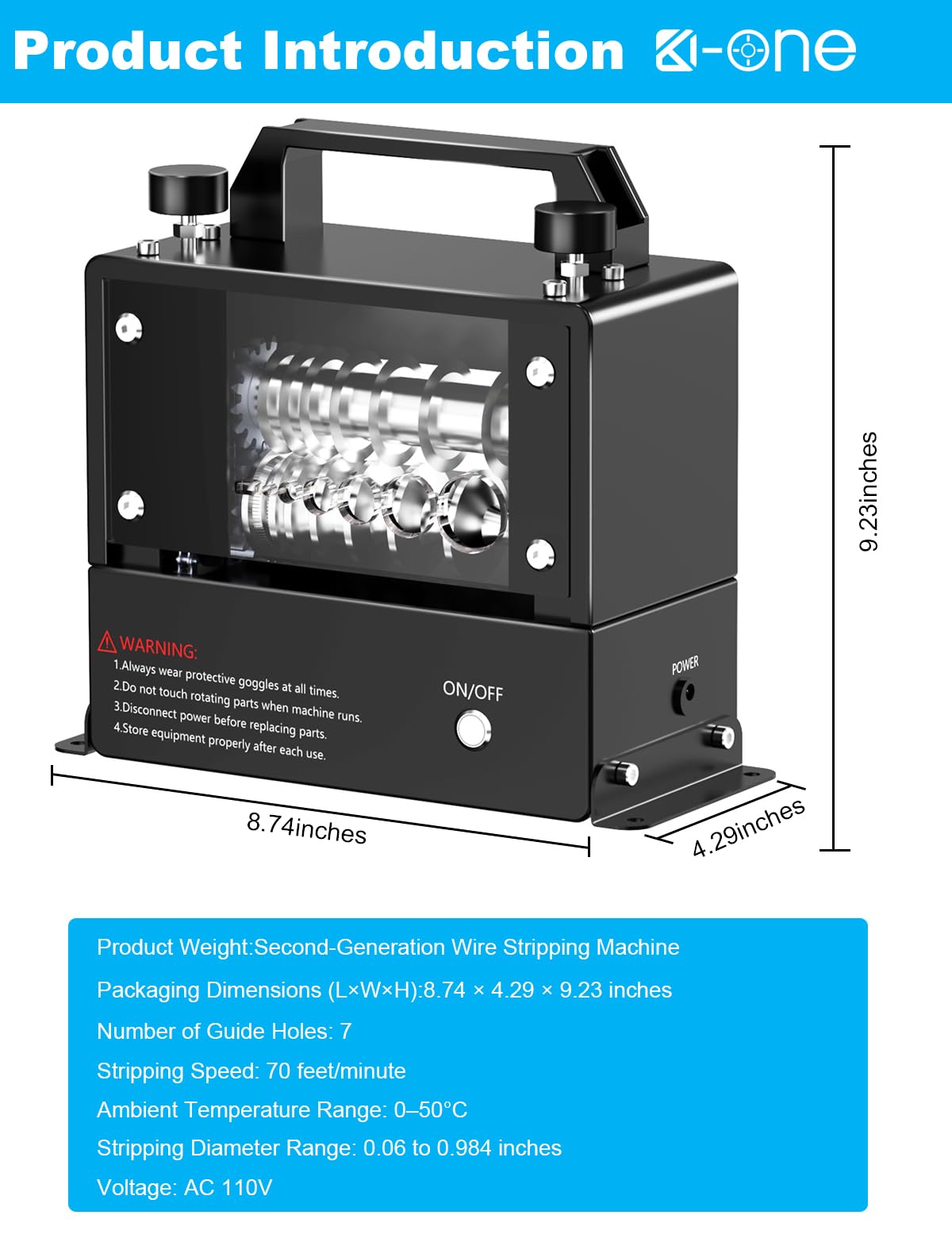 Automatic Wire Stripper Machine, Copper Wire Stripping Machine, Wire Strippers Electrical for 0.06'' - 0.984'' Copper Wire, 70 feet/minute High-Speed Electric Wire Stripper, Easy to Use and Safe