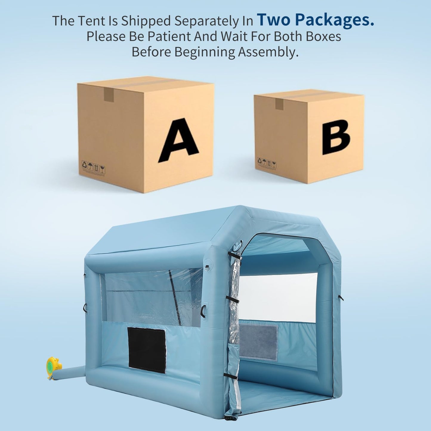 20x14x10 FT Inflatable Paint Booth, Portable Spray Booth Tent with 1100W Blower, 3-Layer Filtration System, Foldable DIY Workstation for Car, Motorcycle, Furniture & Parts Painting, Blue