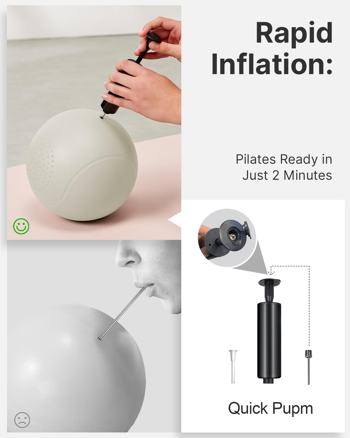 YOTTOY Small Exercise Ball，9-inch Pilates Ball with Anti-Burst Technology for Stability, Ideal for Yoga, Pilates, Physical Therapy & Home Workouts (White)