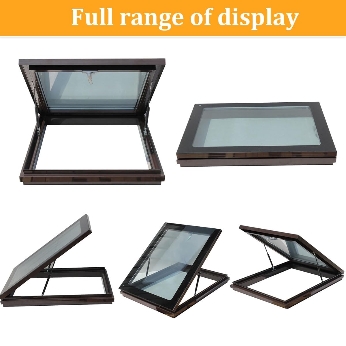 Skylights & Roof Windows, Sloped Flat Roof Skylight Cover Attic Sun Room Underground Lighting Well Window, Aluminum Alloy Frame And Double-layer Insulating Glass, for Attic/Sun Room(Gray,LxW 50x50cm/1