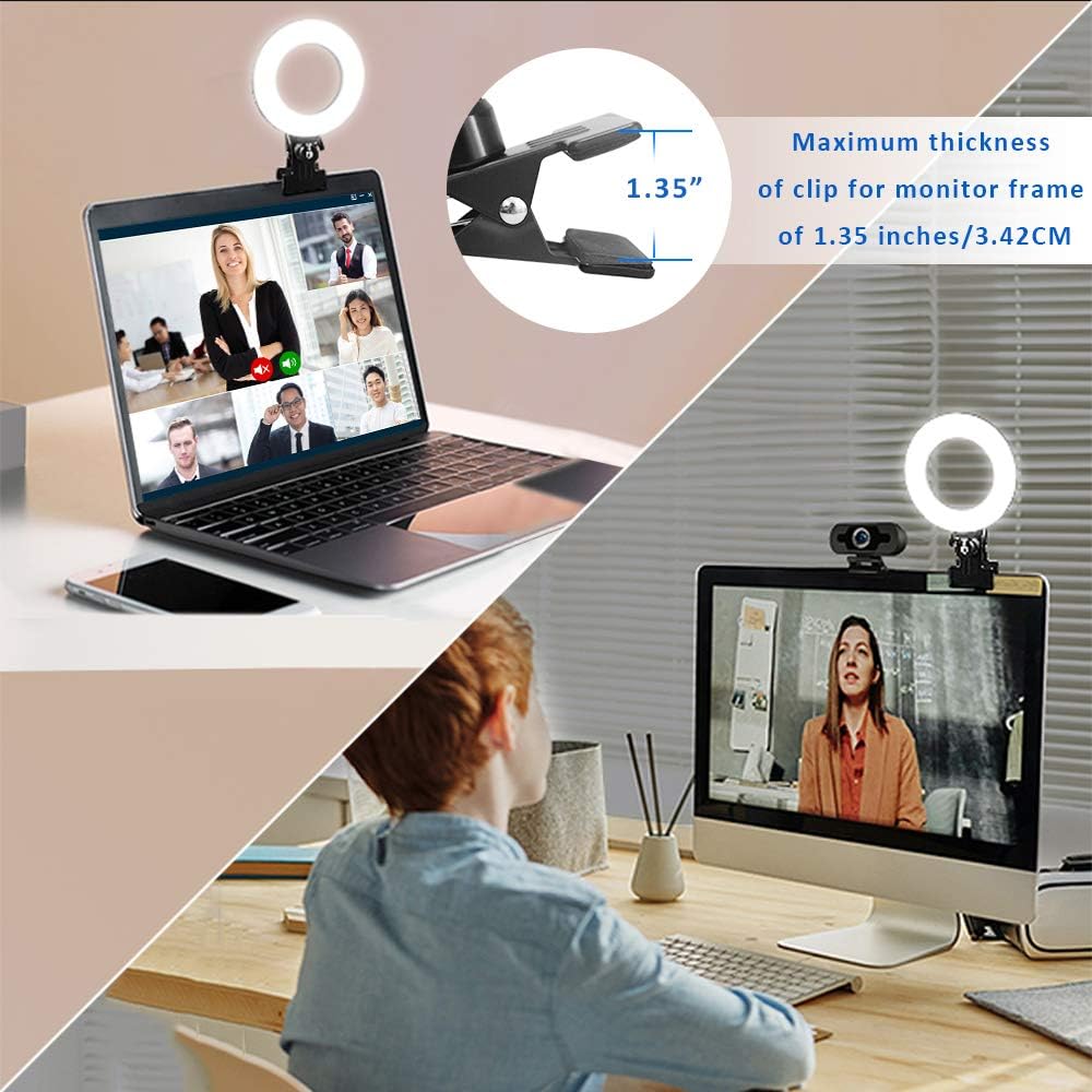 Cyezcor Video Conference Lighting Kit, Ring Light for Monitor Clip On,for Remote Working, Distance Learning,Zoom Call