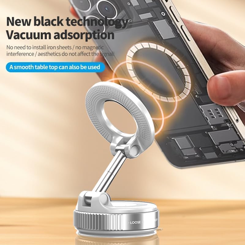 BISART 360 96LBS Vacuum Magnetic Car Phone Holder Rotatable, Reinforced Suction Cup Mount Compatible with MagSafe