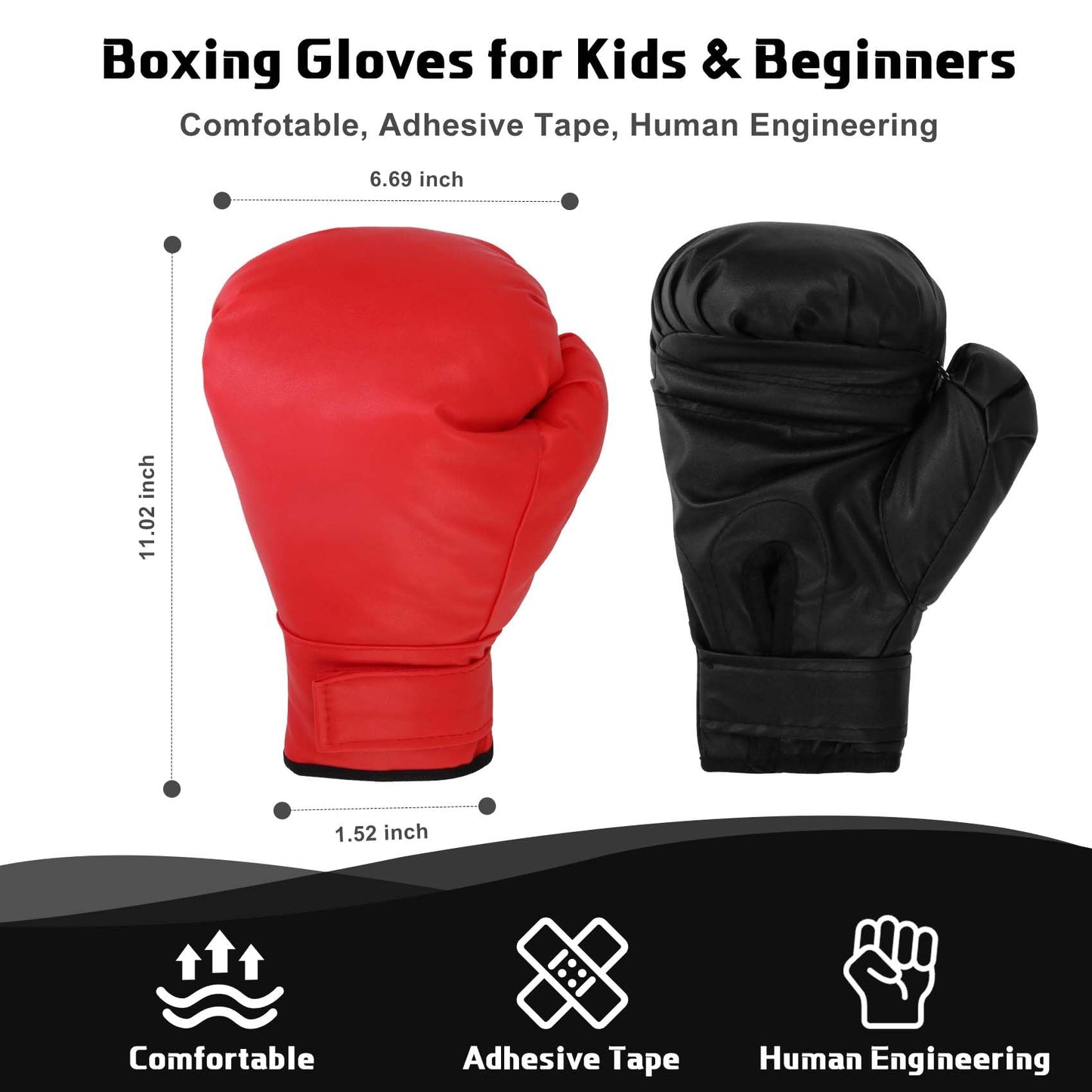 Micnaron 2 Pairs Boxing Gloves for Beginners & Kids, Boxing Training Gloves Suitable for Men & Women, Lightweight Shockproof Gloves for Training & Practice