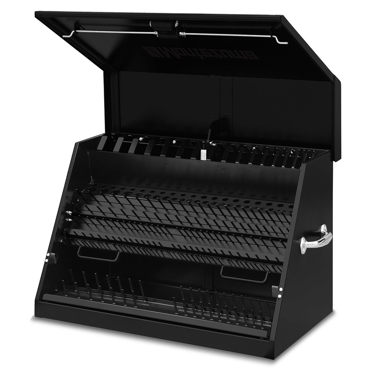 Montezuma – LA400B – 30-Inch Portable TRIANGLE Toolbox – Multi-Tier Design – 16-Gauge Construction – SAE and Metric Tool Chest – Weather-Resistant Toolbox – Lock and Latching System