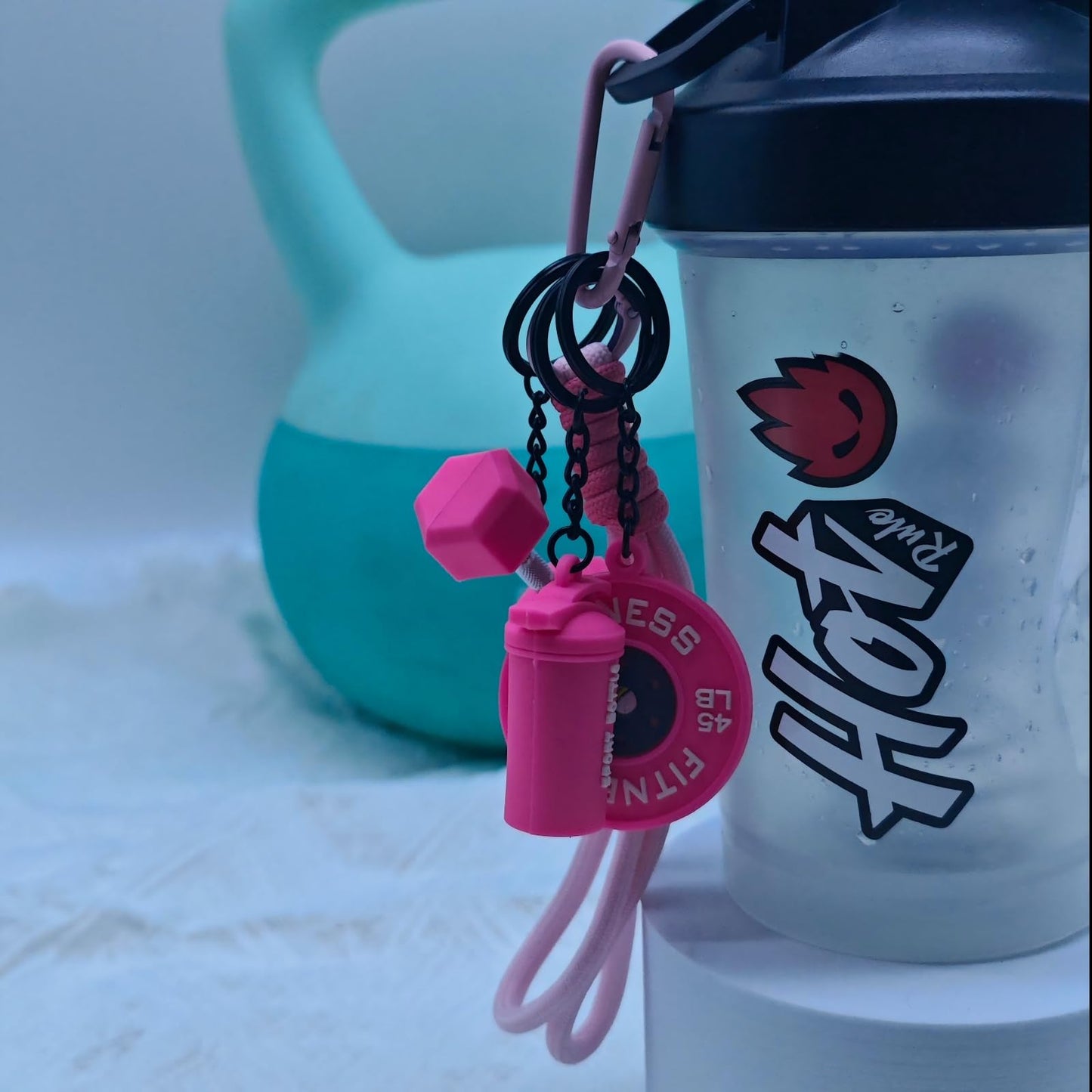 Bandfol Silicone Dumbbell Keychain Bag Purse Charms Fitness Gift for Gym Lover, Gym Accessories for Women & Man (Pink)