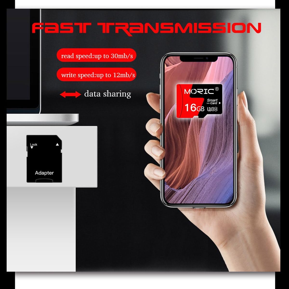 MORIC 2 Pack 16GB Card,C10 A1 Micro SD Card with Adapter High Speed Memory Memory TF Card for Camera/Dash