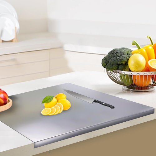 MEILANHUI Large Stainless Steel Cutting Board, 33.5"x19.7" Kitchen Board with lip for Meat Prep, Vegetables, Baking Non-Slip & Easy-to-Clean over the Sink Cutting Board for Kitchen