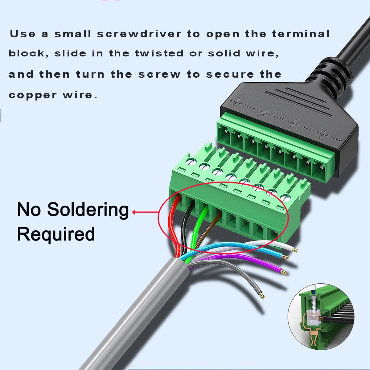 Teansic 4PCS 1ft RJ45 8 Connector,RJ45 8P8C Cat6 Cat5 Female Plug to Pin Screw Terminal Screw Terminal for Ethernet