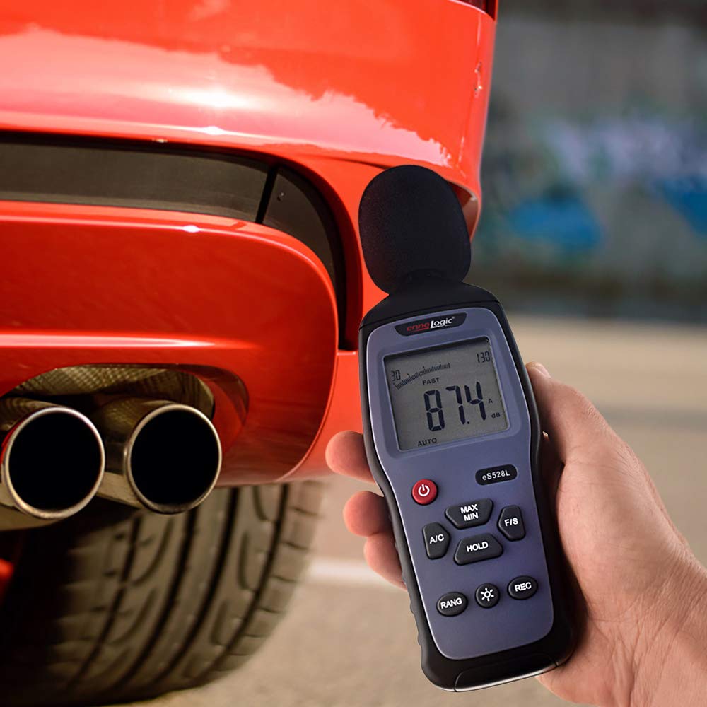 eS528L Decibel Meter and Recorder by ennoLogic – Digital Sound Level Meter and Noise Logger – Max/Min/Hold, 30-130 dBA Range, Updated Software