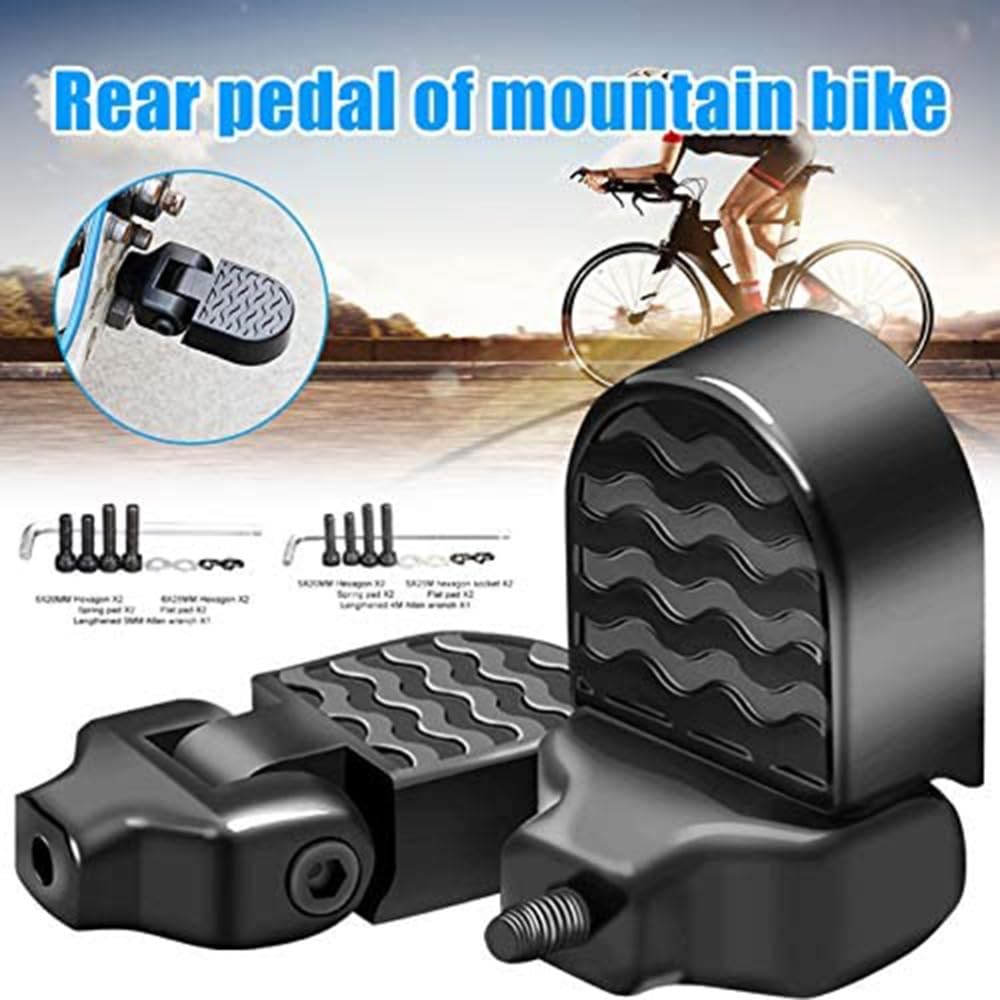 1 Pair Folding Bike Rear Pedals - Aluminum Alloy Non-Slip Foot Pegs for Mountain & Road Bicycles, Compact Foldable Footrests for Passenger Support‌