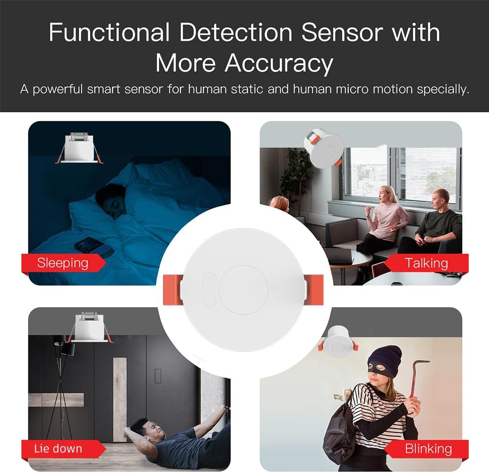 WenzhiIoT 24 MmWave 110/220V Presence Sensor, Smart Motion Sensor WiFi GHz Radar Presence Sensor Movement Body Motion