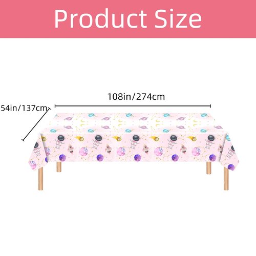 ASLERMURE 3pcs Pink Space Party Tablecloth First Trip Around The Sun Birthday Space Theme Disposable Rectangle Table Cover Decorations,Outer Sun Theme Party Baby Shower Supplies
