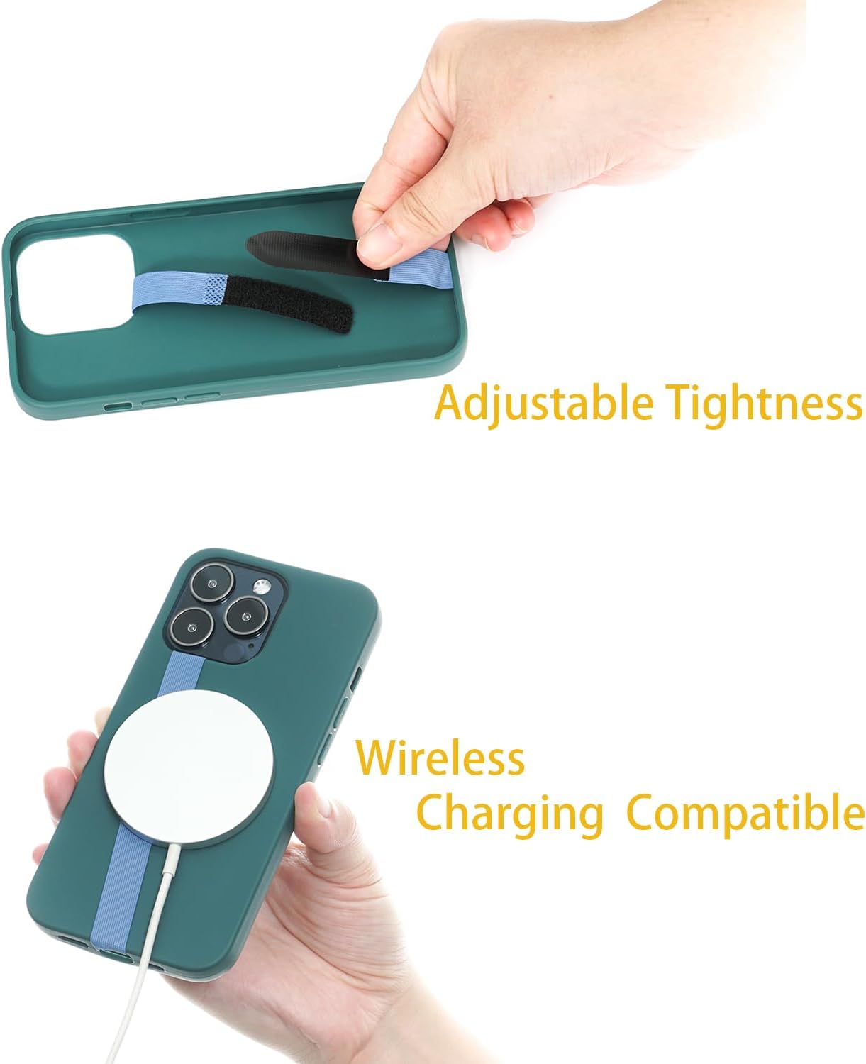 2 TFY Elastic Phone Strap, Universal Slim Hand Finger Grip, Non-slip Cell Phone Holder, fit Most Smartphones Case