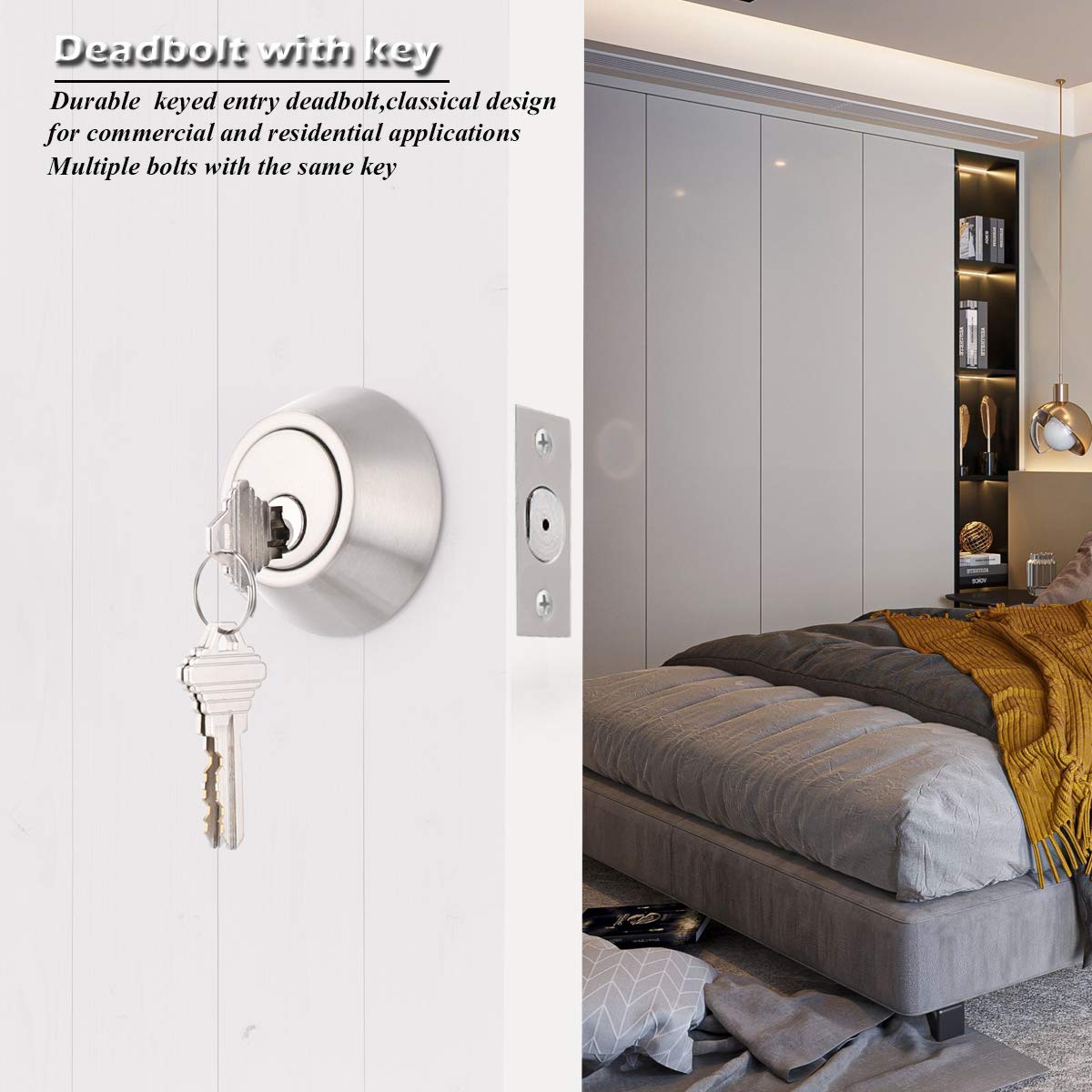 Gobrico Keyed Alike Double Cylinder Deadbolts Combo Door Locks in Satin Nickel 6Pack