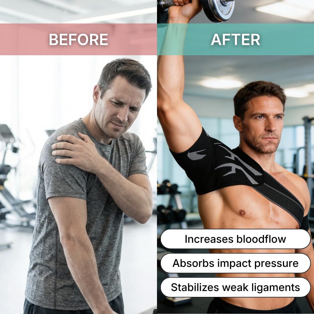 Anaconda Fightwear Shoulder Brace (Medium) -Rotator Cuff Compression Support with Gel Pad for Shock Absorption & Joint Health -Adjustable Fit for Left/Right Shoulder -Ideal for Athletes, Men and Women