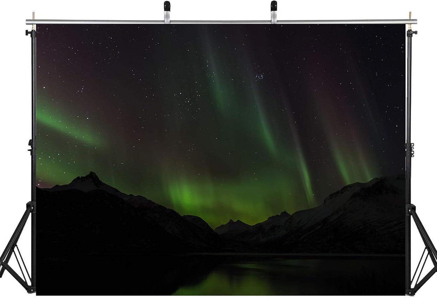 LidyMini 8x8ft Fabric Aurora Borealis Mountain Lake Backdrop Dramatic Northern Lights Night Landscape Photography