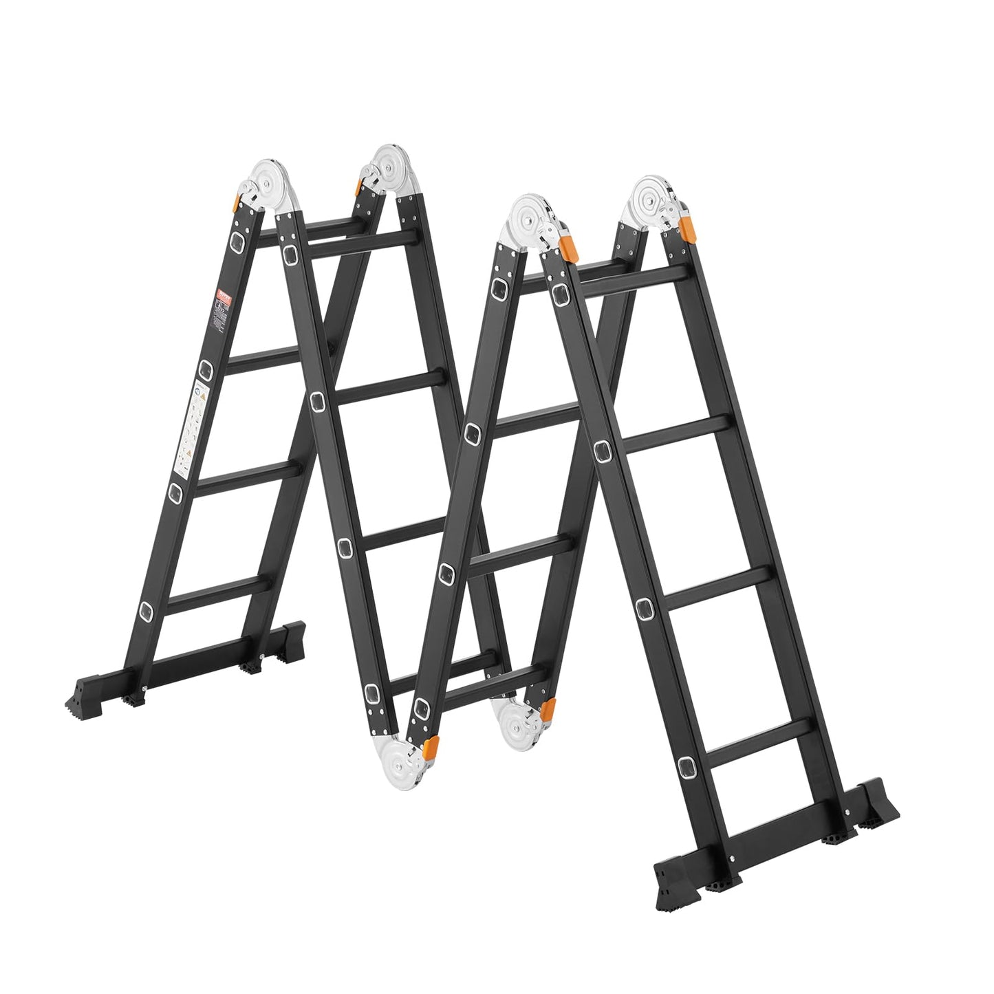 VEVOR Multi-Purpose Folding Ladder, 7-in-1 Tall Extension Step Ladder, A Frame 4 Step with Scaffolding Plank Telescoping Ladder, 15.5ft Reach Height Heavy Duty, 330 lbs Capacity for Home Outdoor
