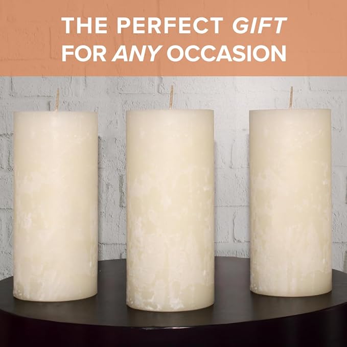 Simply Soson 3x6 in. Ivory Scented Candles Set of 3 - Eucalyptus Sage, Citrus, Rustic Lavander - Home Aromatherapy Decor