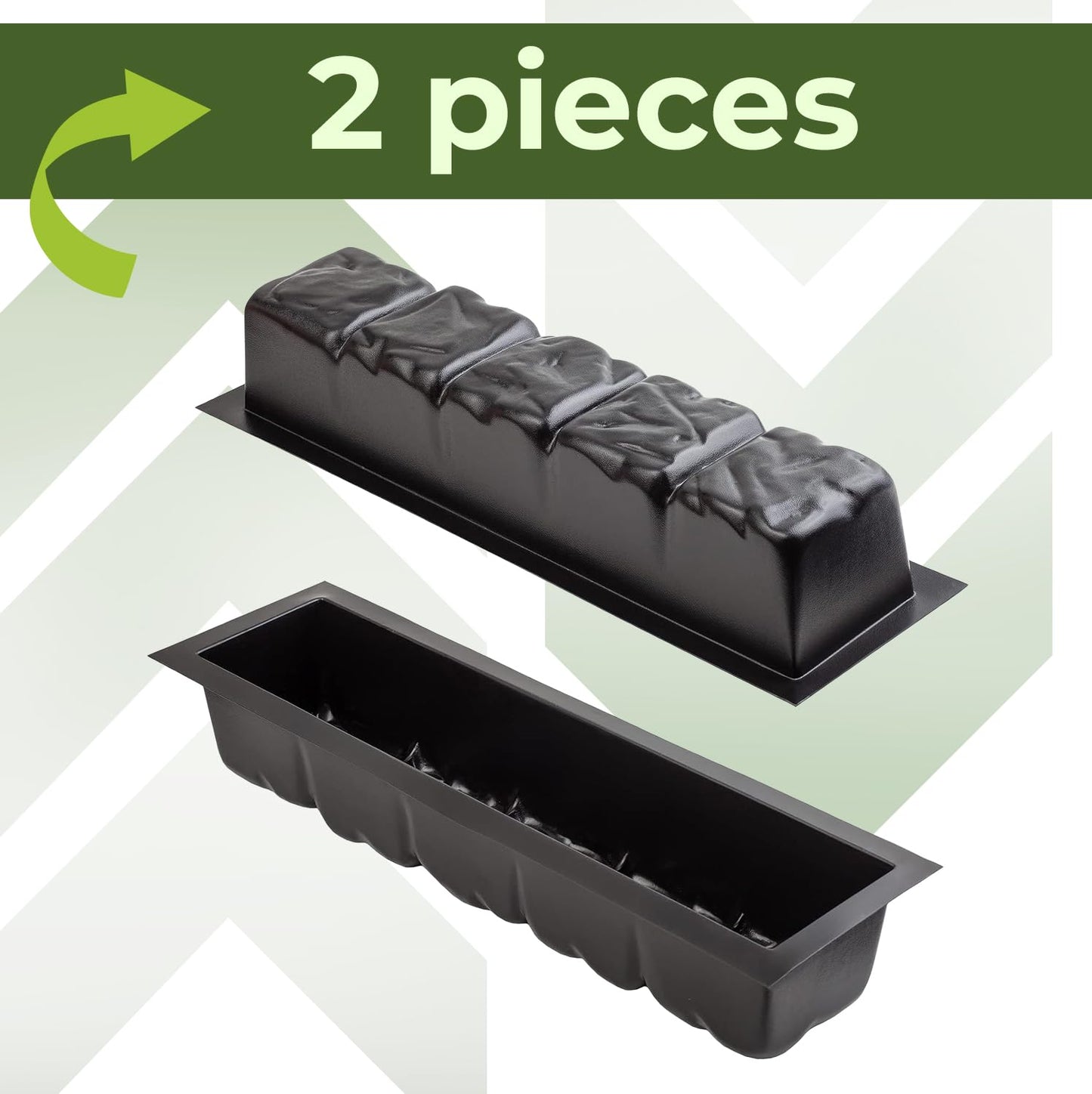 BETONEX 2 pcs 23.34 inch Straight Edge Stone Concrete Mold Plastic ABS 2mm Cement Molds - Concrete Edging Molds - Landscape Edging Mold Precast Casting Log Stone Border Stampcrete Concrete Mold