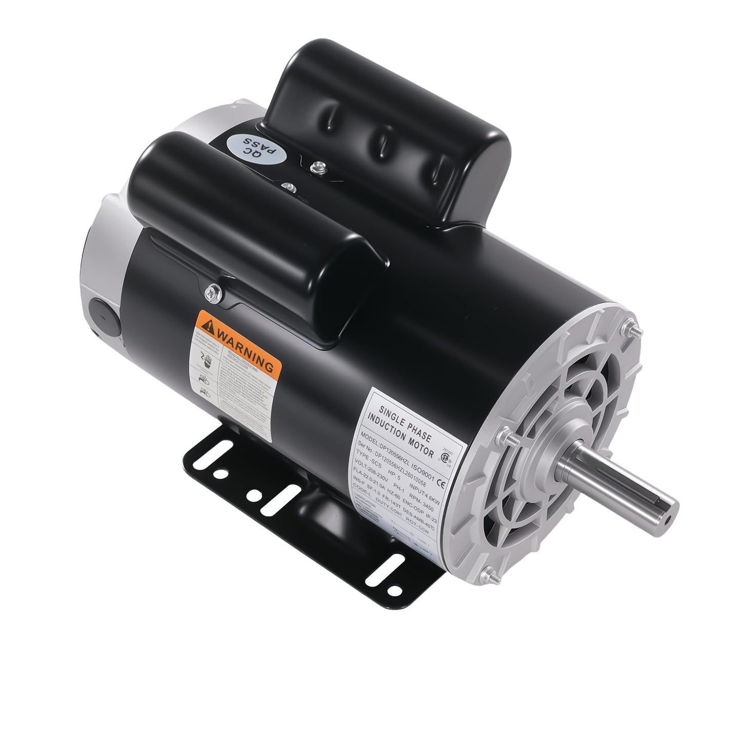 maXpeedingrods 5 HP Air Compressor Electric Motor, 56HZ Frame 3450RPM 230V Single Phase 7/8" Shaft, CCW Rotation, 2.25" Shaft Length for Air Compressors