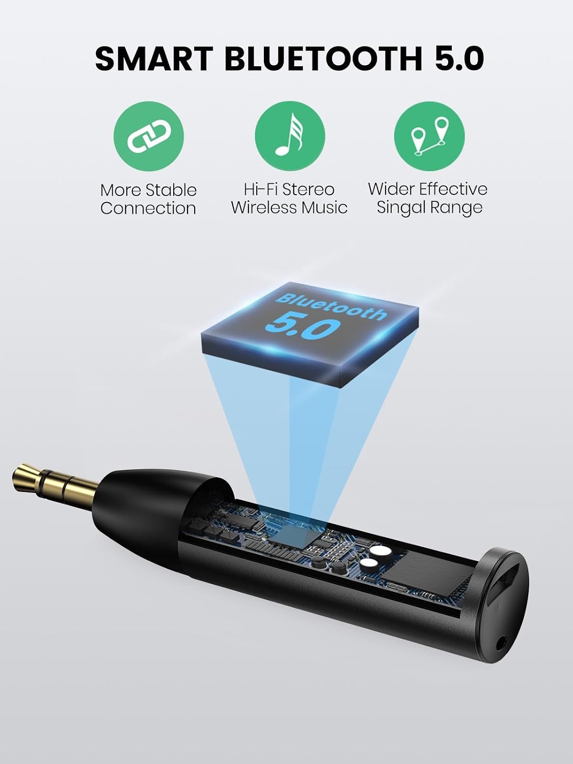 ZOACHII 5.0 3.5mm [1 Bluetooth Aux Adapter for Car, Wireless Bluetooth Audio Receiver with Jack for Vehicle Truck Home