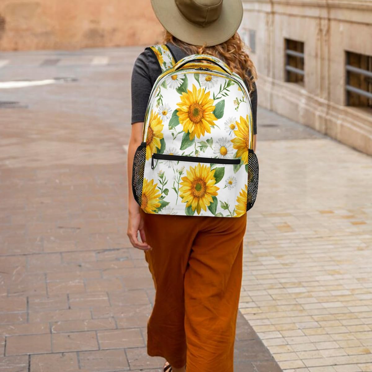 Wicewott Backpack 18in Backpacks Pack Backpack Yellow Sunflower Bouquet for Women Men Large Capacity Waterproof Laptop